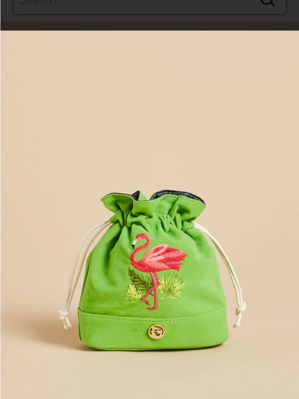 Spartina Keepsake Drawstring Pouch Flamingo Green